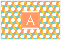 Thumbnail for Personalized Trellis II Placemat - Viking Blue and Mustard - Tangerine Square Frame -  View