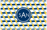 Thumbnail for Personalized Trellis II Placemat - Navy and Mustard - Navy Circle Frame -  View