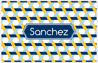 Thumbnail for Personalized Trellis II Placemat - Navy and Mustard - Navy Decorative Rectangle Frame -  View