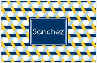 Thumbnail for Personalized Trellis II Placemat - Navy and Mustard - Navy Rectangle Frame -  View