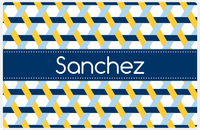 Thumbnail for Personalized Trellis II Placemat - Navy and Mustard - Navy Ribbon Frame -  View