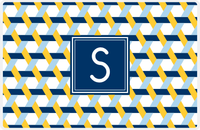 Thumbnail for Personalized Trellis II Placemat - Navy and Mustard - Navy Square Frame -  View