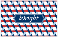 Thumbnail for Personalized Trellis II Placemat - Cherry Red and White - Navy Decorative Rectangle Frame -  View