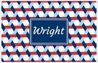 Thumbnail for Personalized Trellis II Placemat - Cherry Red and White - Navy Rectangle Frame -  View