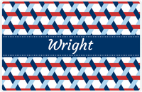 Thumbnail for Personalized Trellis II Placemat - Cherry Red and White - Navy Ribbon Frame -  View