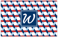 Thumbnail for Personalized Trellis II Placemat - Cherry Red and White - Navy Square Frame -  View