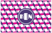 Thumbnail for Personalized Trellis II Placemat - Hot Pink and White - Indigo Circle Frame -  View