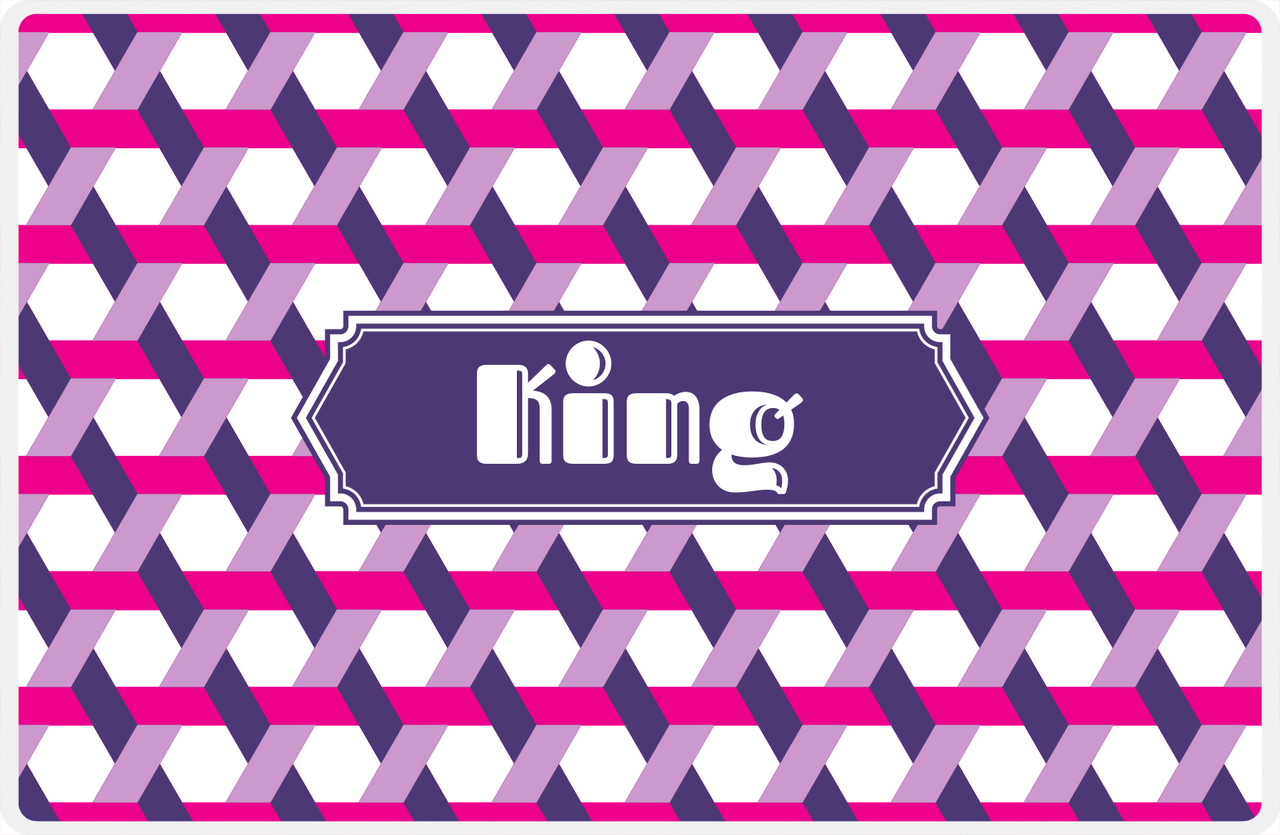 Personalized Trellis II Placemat - Hot Pink and White - Indigo Decorative Rectangle Frame -  View