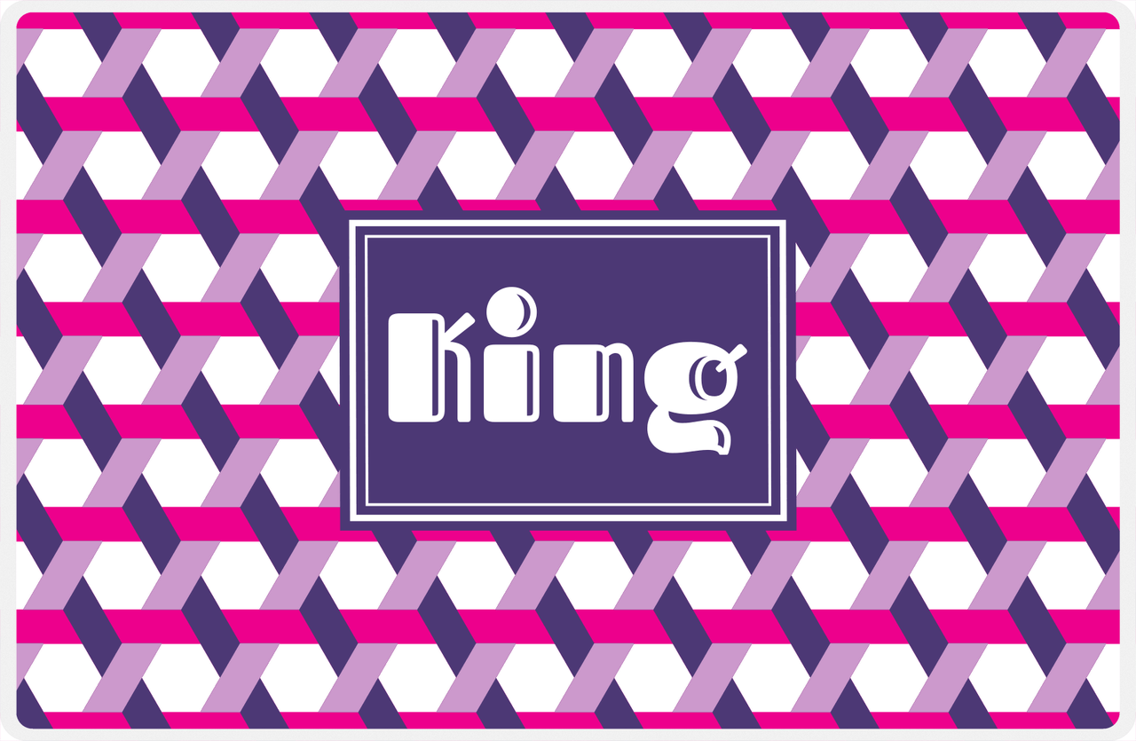 Personalized Trellis II Placemat - Hot Pink and White - Indigo Rectangle Frame -  View