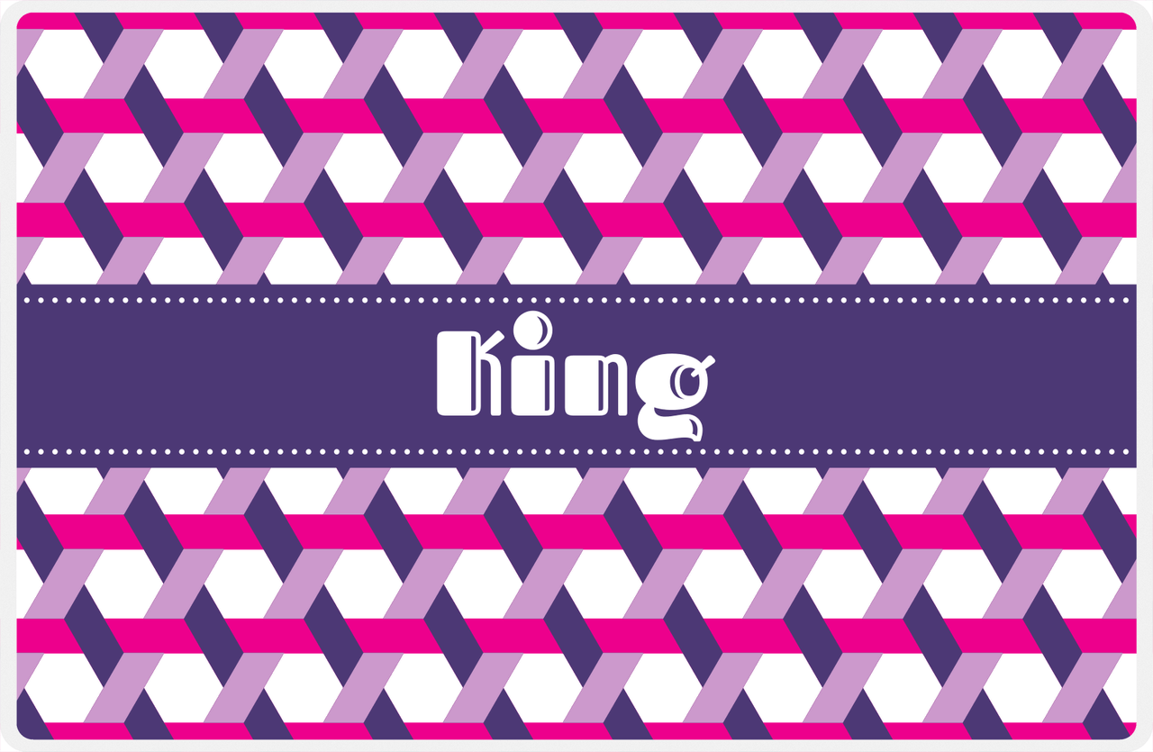 Personalized Trellis II Placemat - Hot Pink and White - Indigo Ribbon Frame -  View