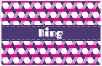 Thumbnail for Personalized Trellis II Placemat - Hot Pink and White - Indigo Ribbon Frame -  View