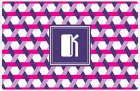 Thumbnail for Personalized Trellis II Placemat - Hot Pink and White - Indigo Square Frame -  View