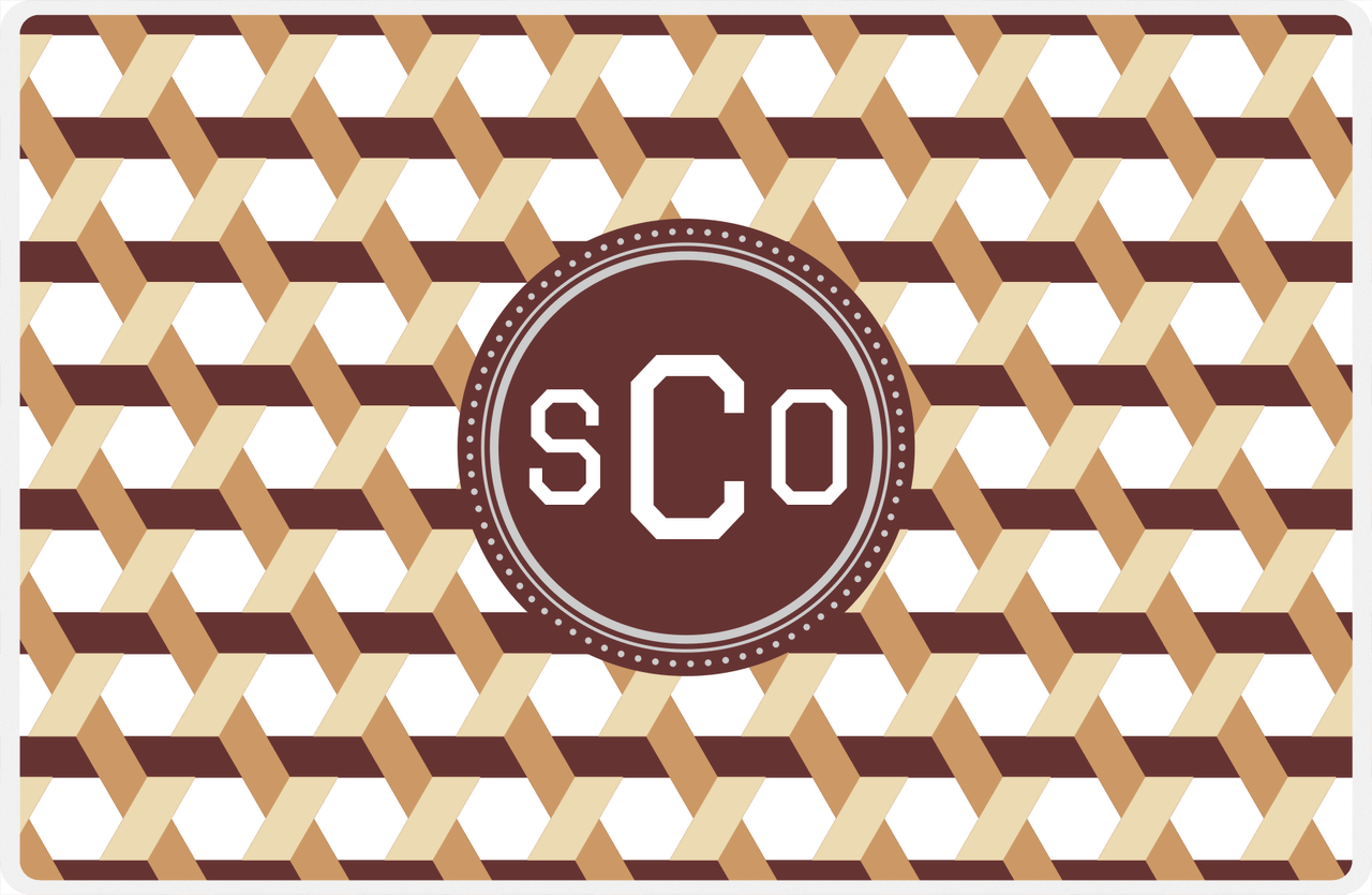 Personalized Trellis II Placemat - Light Brown and Champagne - Brown Circle Frame -  View