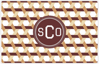 Thumbnail for Personalized Trellis II Placemat - Light Brown and Champagne - Brown Circle Frame -  View