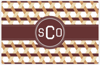 Thumbnail for Personalized Trellis II Placemat - Light Brown and Champagne - Brown Circle Frame with Ribbon -  View