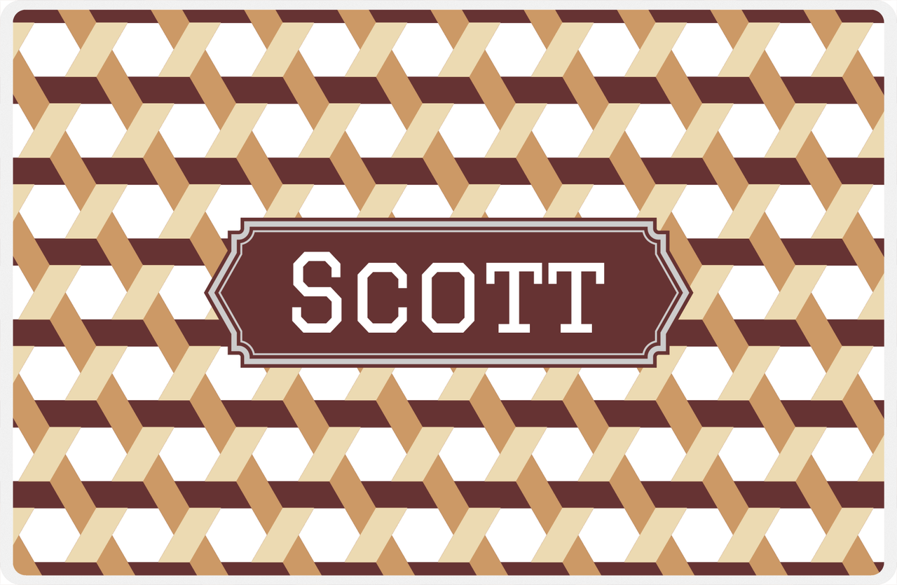 Personalized Trellis II Placemat - Light Brown and Champagne - Brown Decorative Rectangle Frame -  View