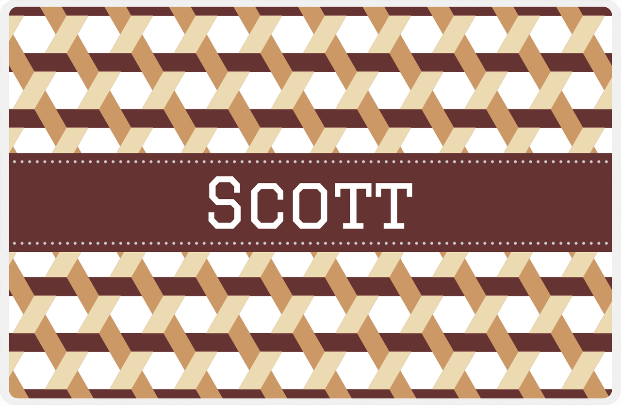 Personalized Trellis II Placemat - Light Brown and Champagne - Brown Ribbon Frame -  View