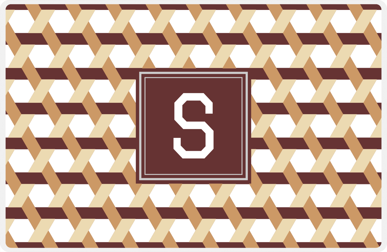 Personalized Trellis II Placemat - Light Brown and Champagne - Brown Square Frame -  View