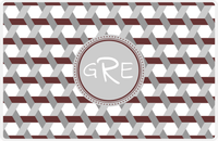 Thumbnail for Personalized Trellis II Placemat - Brown and White - Light Grey Circle Frame -  View