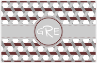 Thumbnail for Personalized Trellis II Placemat - Brown and White - Light Grey Circle Frame with Ribbon -  View