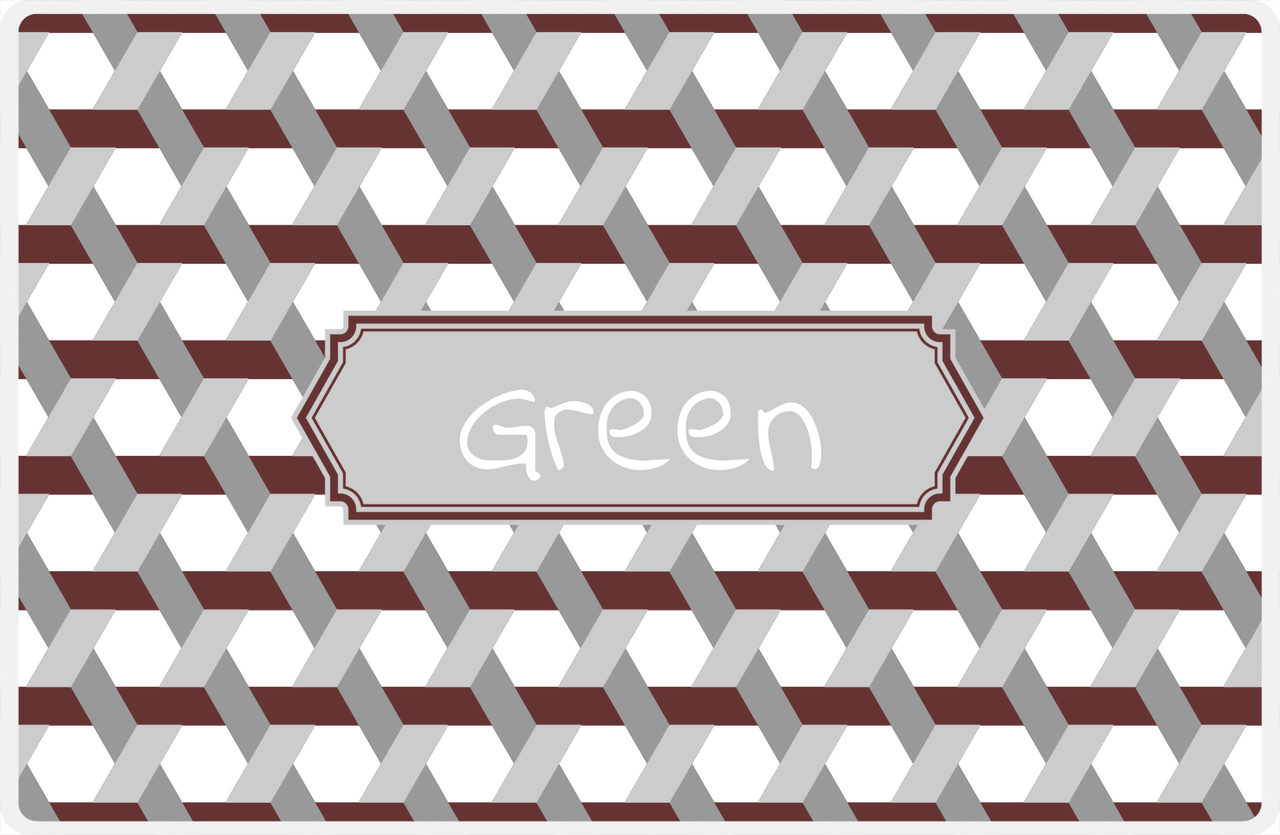 Personalized Trellis II Placemat - Brown and White - Light Grey Decorative Rectangle Frame -  View