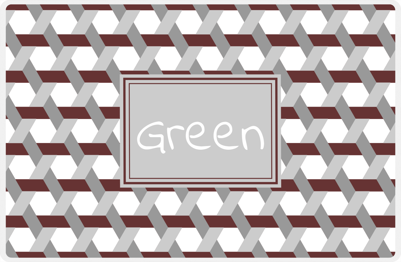 Personalized Trellis II Placemat - Brown and White - Light Grey Rectangle Frame -  View