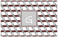 Thumbnail for Personalized Trellis II Placemat - Brown and White - Light Grey Square Frame -  View