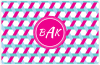 Thumbnail for Personalized Trellis II Placemat - Viking Blue and White - Hot Pink Circle Frame -  View