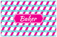 Thumbnail for Personalized Trellis II Placemat - Viking Blue and White - Hot Pink Decorative Rectangle Frame -  View