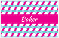 Thumbnail for Personalized Trellis II Placemat - Viking Blue and White - Hot Pink Ribbon Frame -  View