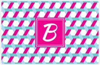 Thumbnail for Personalized Trellis II Placemat - Viking Blue and White - Hot Pink Square Frame -  View