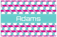Thumbnail for Personalized Trellis II Placemat - Hot Pink and White - Viking Blue Ribbon Frame -  View