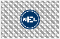 Thumbnail for Personalized Trellis III Placemat - Light Grey and White - Navy Circle Frame -  View