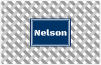 Thumbnail for Personalized Trellis III Placemat - Light Grey and White - Navy Rectangle Frame -  View
