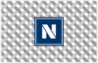 Thumbnail for Personalized Trellis III Placemat - Light Grey and White - Navy Square Frame -  View