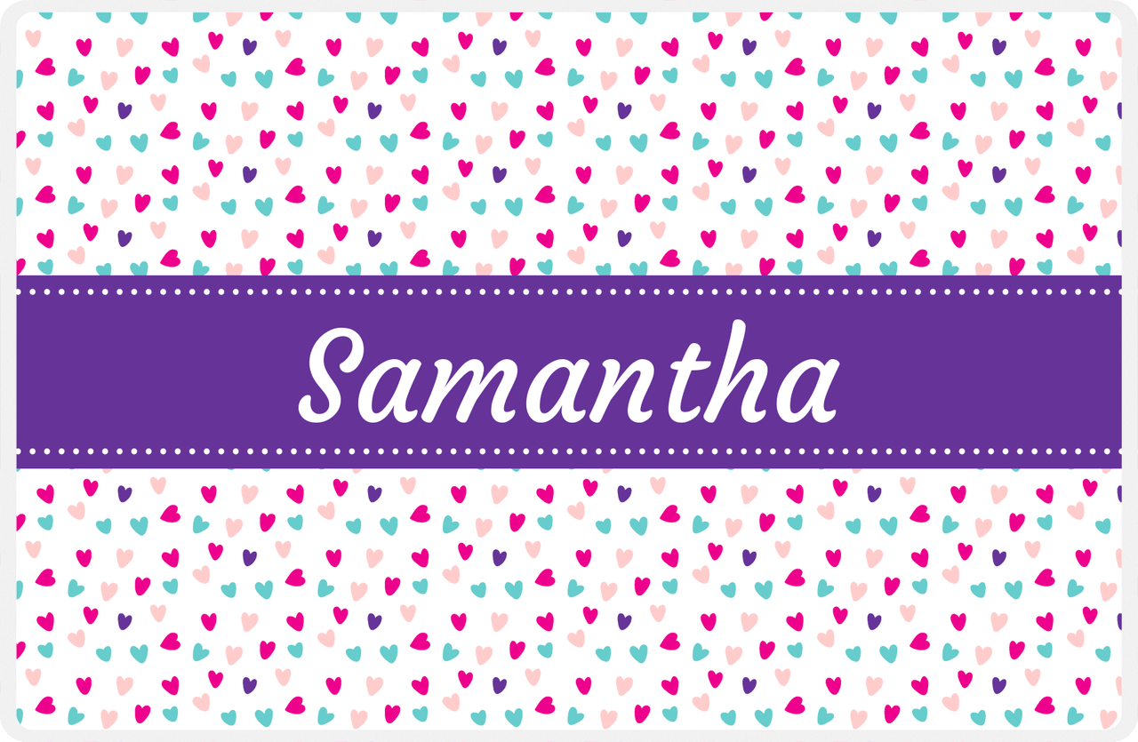 Personalized Valentines Day Placemat VI - Little Hearts - Ribbon Nameplate -  View