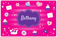 Thumbnail for Personalized Valentines Day Placemat VII - Valentines Cupcakes - Pink Background -  View