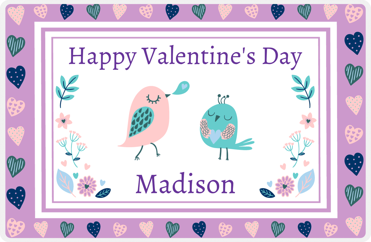Personalized Valentines Day Placemat VIII - Heart's Edge - Purple Background -  View