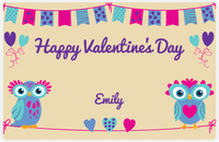 Thumbnail for Personalized Valentines Day Placemat IX - Valentine's Owls - Tan Background -  View