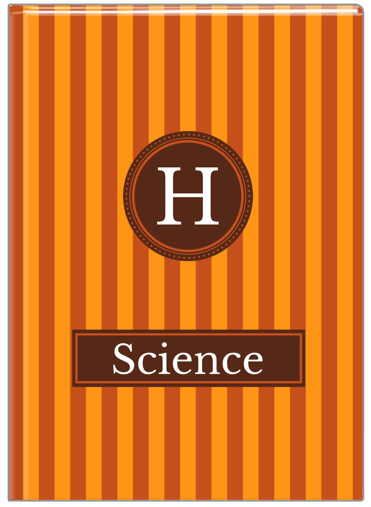 Personalized Vertical Stripes I Journal - Shades of Orange - Circle Nameplate - Front View