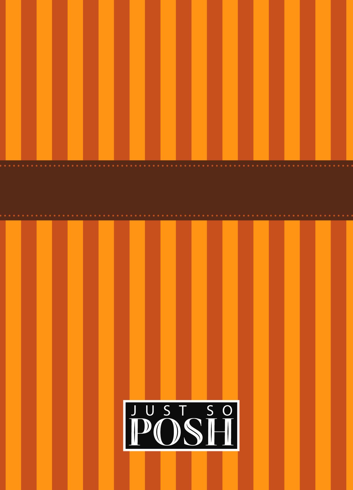 Personalized Vertical Stripes I Journal - Shades of Orange - Circle Ribbon Nameplate - Back View