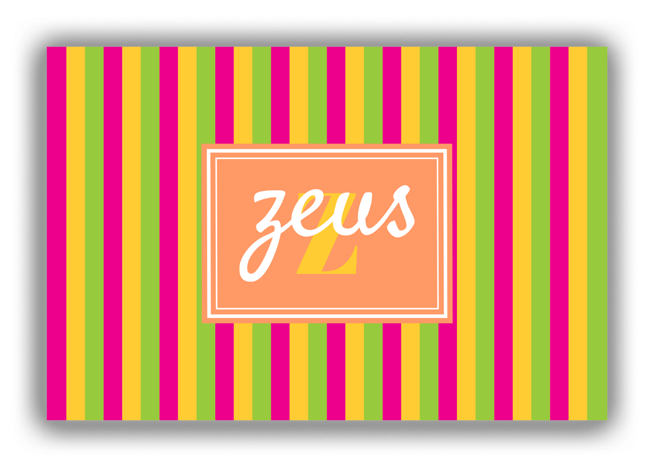 Personalized Vertical Stripes Canvas Wrap & Photo Print - Orange with Rectangle Nameplate - Front View