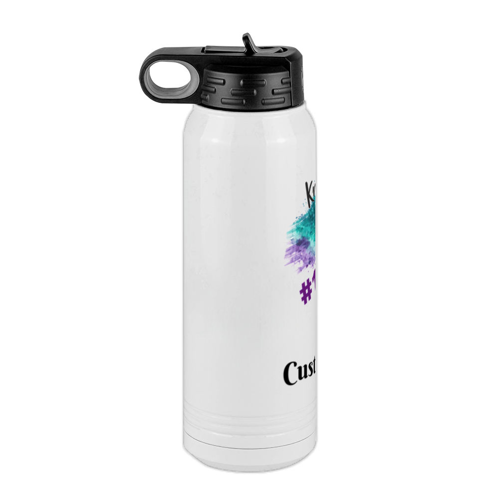 Personalized Water Bottle - Custom Logo or Quote, 30 oz Stainless Steel Thermos, Reusable Double Walled Vacuum Insulated Bottles, Customized Drinkware Gifts for Teams, Coworkers, Family, Friends - Left View