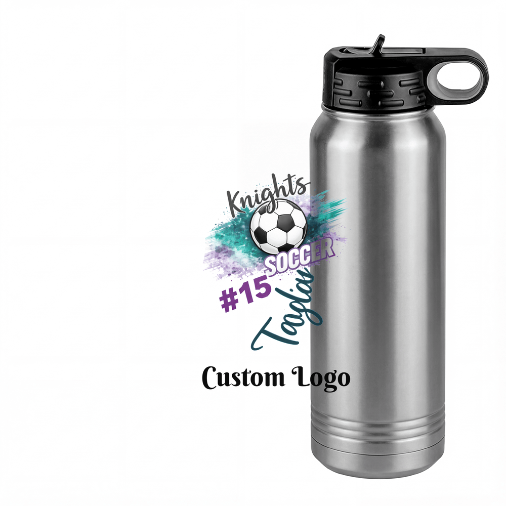 Personalized Water Bottle - Custom Logo or Quote, 30 oz Stainless Steel Thermos, Reusable Double Walled Vacuum Insulated Bottles, Customized Drinkware Gifts for Teams, Coworkers, Family, Friends - Design View