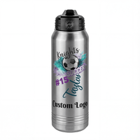 Thumbnail for Personalized Water Bottle - Custom Logo or Quote, 30 oz Stainless Steel Thermos, Reusable Double Walled Vacuum Insulated Bottles, Customized Drinkware Gifts for Teams, Coworkers, Family, Friends - Front View