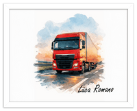 Thumbnail for Personalized Watercolor Truck Portrait Wall Art – Transform Your Photo into Custom Vehicle Artwork with Name, Trucker Keepsake Decor for Living Room, Bedroom, Office, Customized Gifts for Truckers - Front View