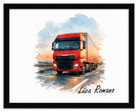 Thumbnail for Personalized Watercolor Truck Portrait Wall Art – Transform Your Photo into Custom Vehicle Artwork with Name, Trucker Keepsake Decor for Living Room, Bedroom, Office, Customized Gifts for Truckers - Front View