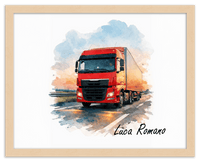 Thumbnail for Personalized Watercolor Truck Portrait Wall Art – Transform Your Photo into Custom Vehicle Artwork with Name, Trucker Keepsake Decor for Living Room, Bedroom, Office, Customized Gifts for Truckers - Front View