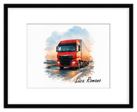 Thumbnail for Personalized Watercolor Truck Portrait Wall Art – Transform Your Photo into Custom Vehicle Artwork with Name, Trucker Keepsake Decor for Living Room, Bedroom, Office, Customized Gifts for Truckers - Front View