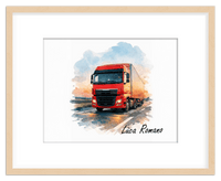 Thumbnail for Personalized Watercolor Truck Portrait Wall Art – Transform Your Photo into Custom Vehicle Artwork with Name, Trucker Keepsake Decor for Living Room, Bedroom, Office, Customized Gifts for Truckers - Front View